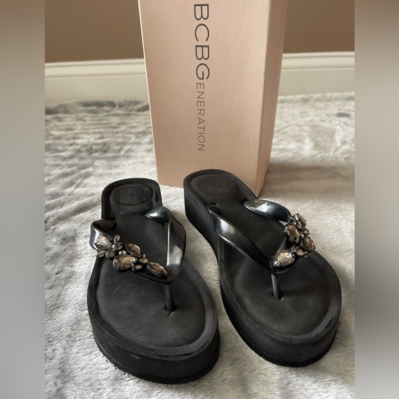 BCBGeneration Flip Flops with Bling in Black Opaque Jelly. NWT - Picture 2 of 6